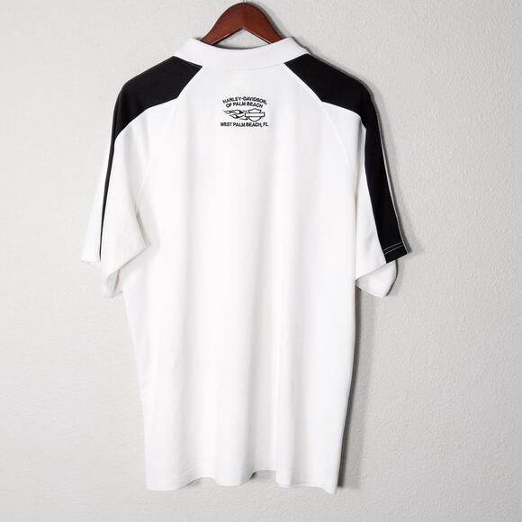 Harley-Davidson Men’s Polo Biker Noir Heritage Logo Palm Beach White Size M/L - Picture 2 of 11